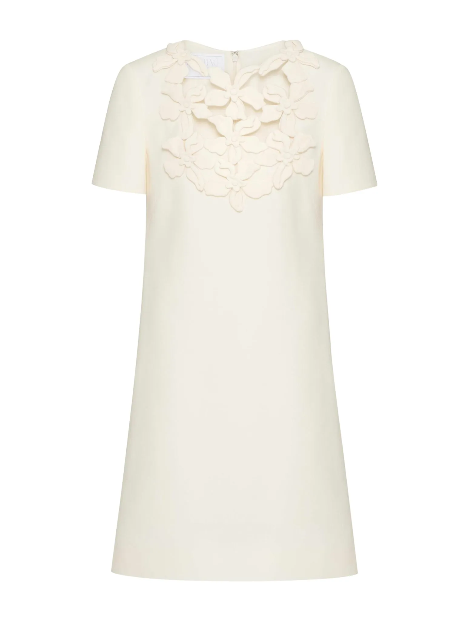 SHORT DRESS IN EMBROIDERED CREPE COUTURE