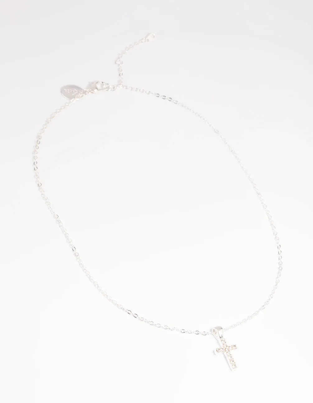 Silver Diamante Cross Necklace