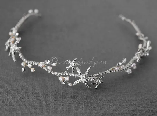 Silver Starfish Wedding Headpiece