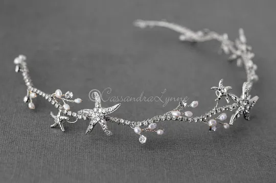 Silver Starfish Wedding Headpiece