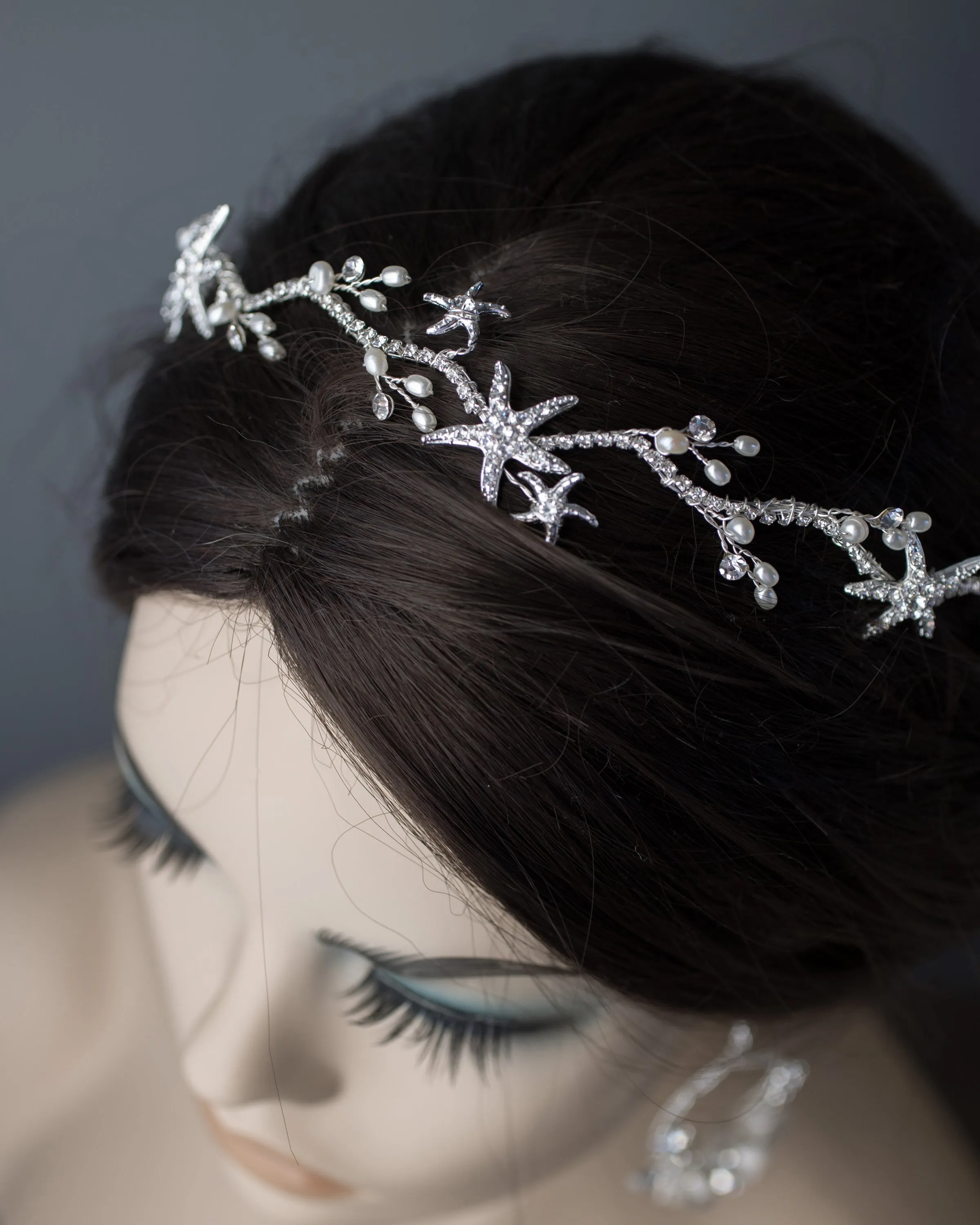 Silver Starfish Wedding Headpiece