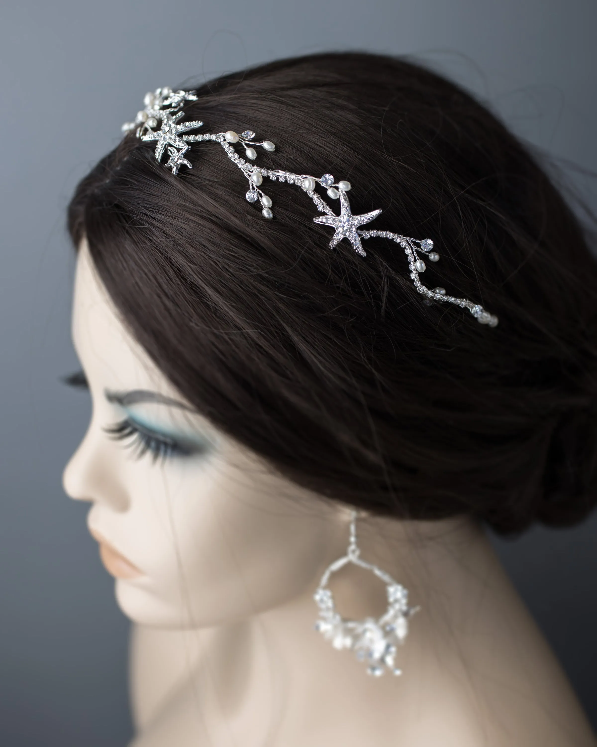 Silver Starfish Wedding Headpiece