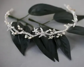 Silver Starfish Wedding Headpiece