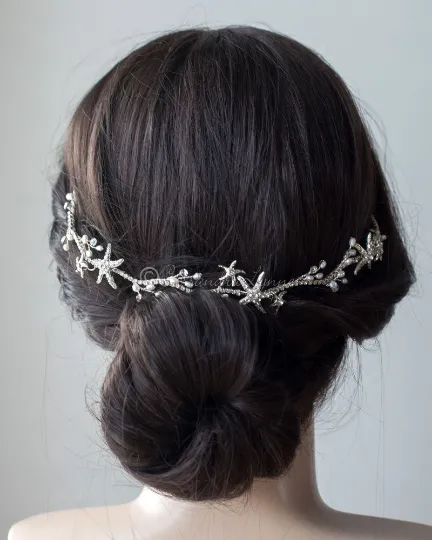 Silver Starfish Wedding Headpiece