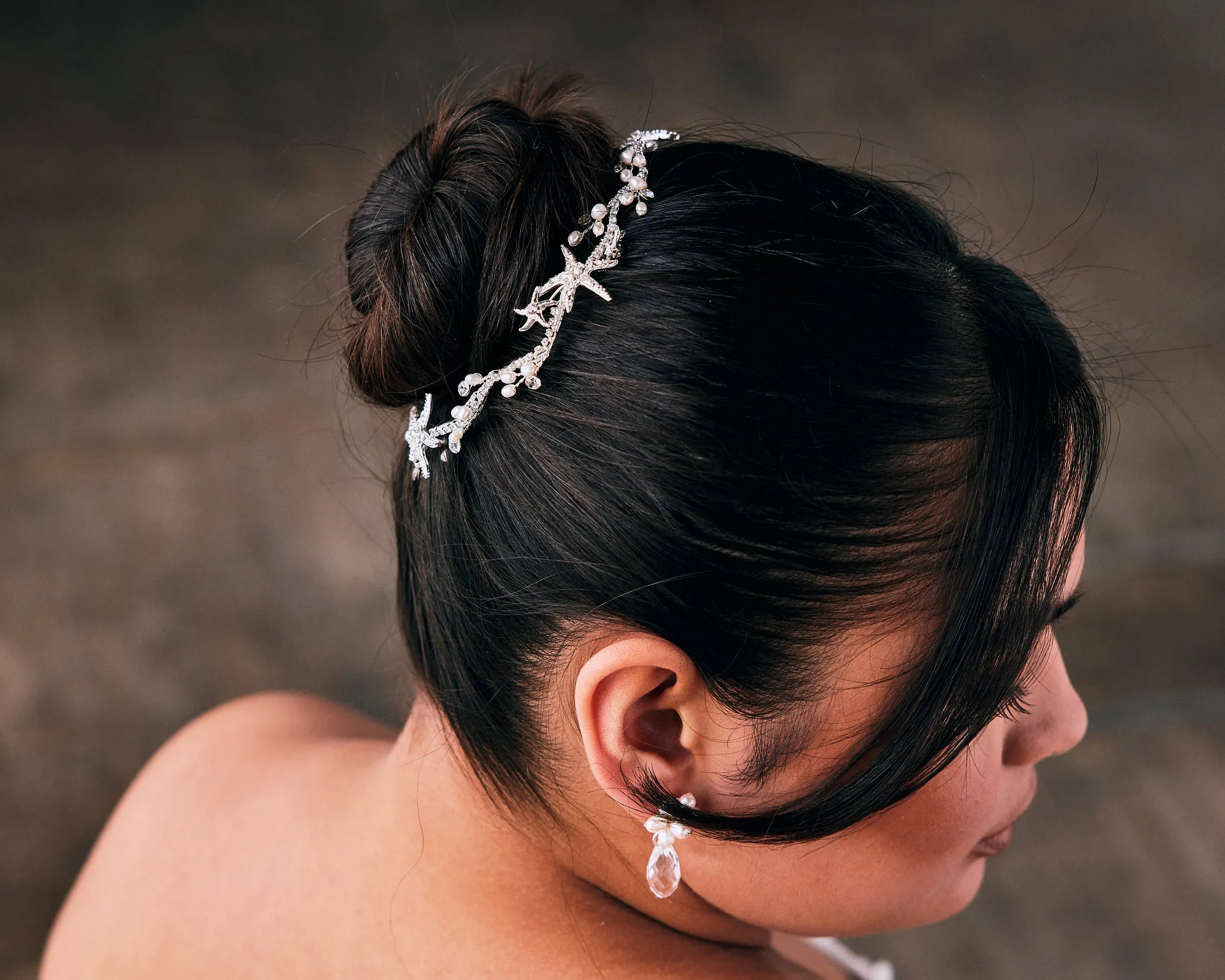 Silver Starfish Wedding Headpiece