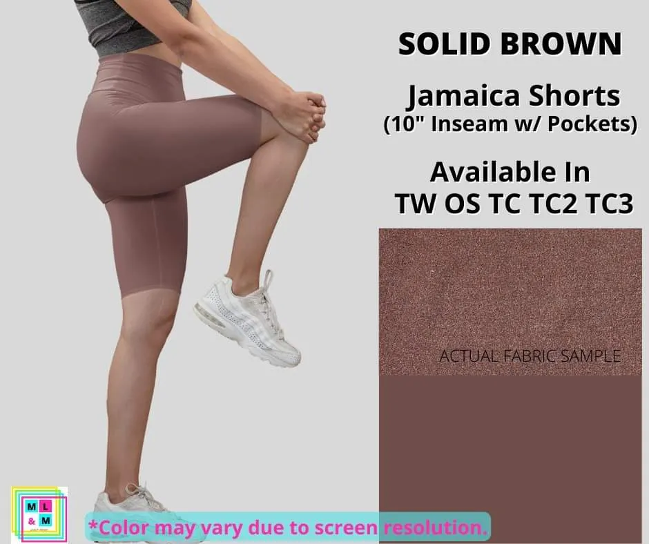 Solid Brown 10 Jamaica Shorts