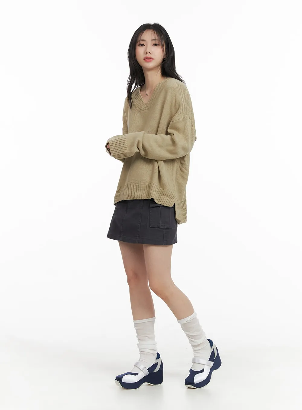 Solid Cargo Mini Skirt OM408