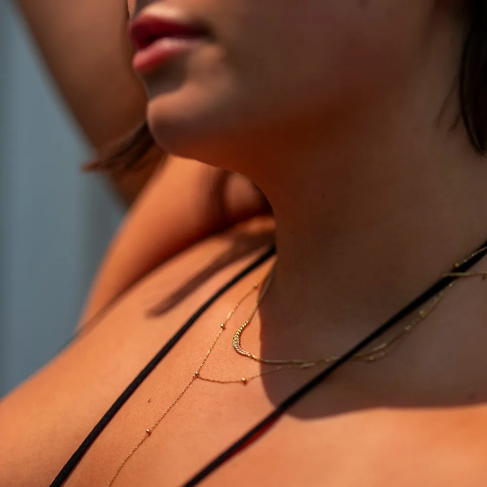 Solid Gold Beaded Lariat Necklace