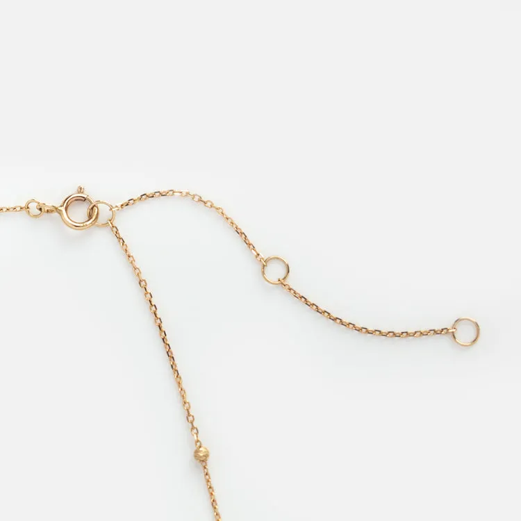 Solid Gold Beaded Lariat Necklace