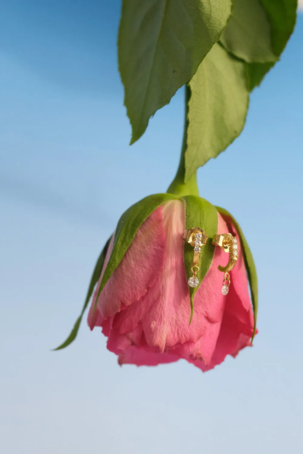 Solid Gold Diamond Droplet Studs