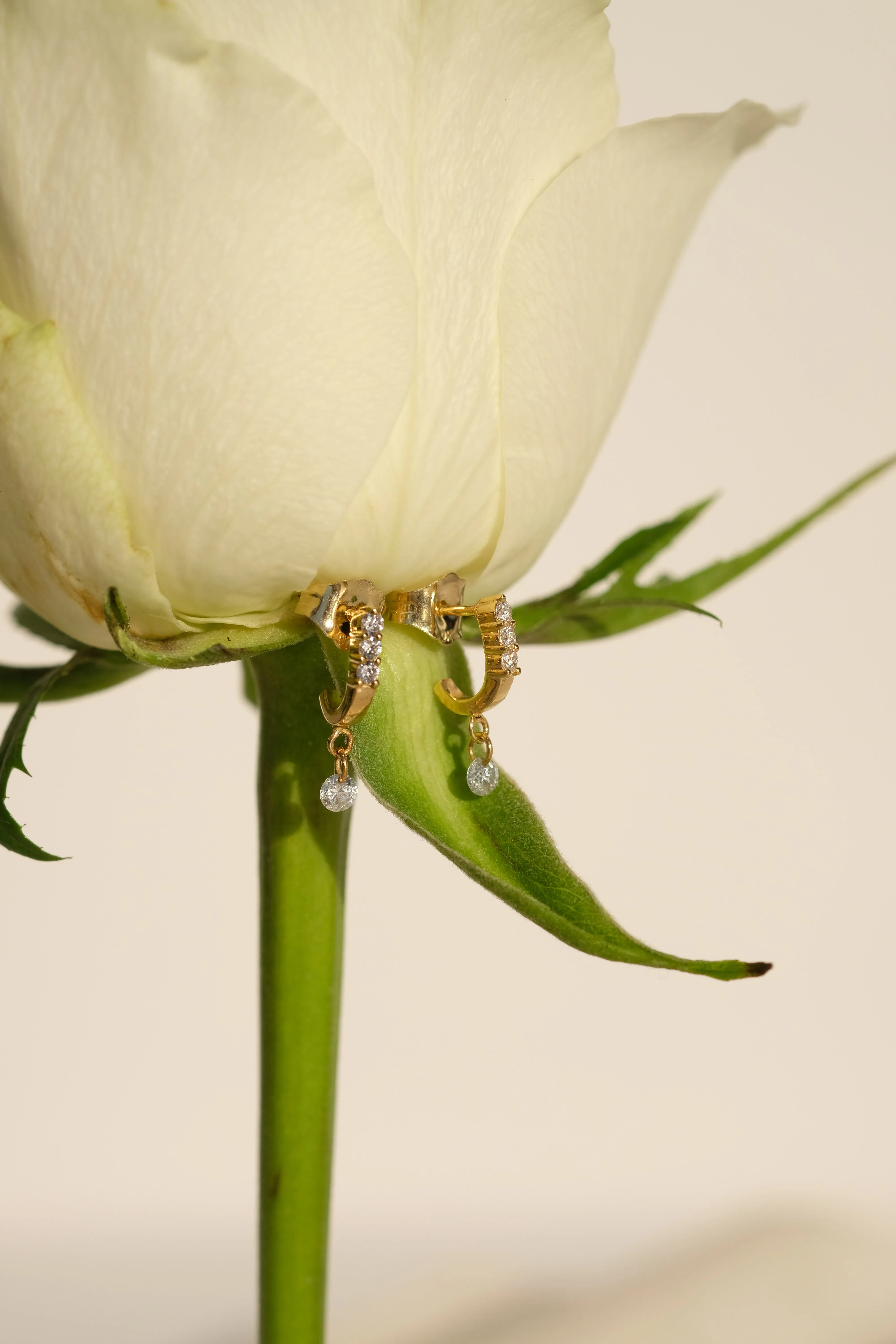 Solid Gold Diamond Droplet Studs