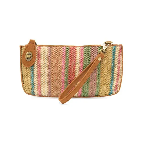 Solid Straw Mini Wristlet Crossbody