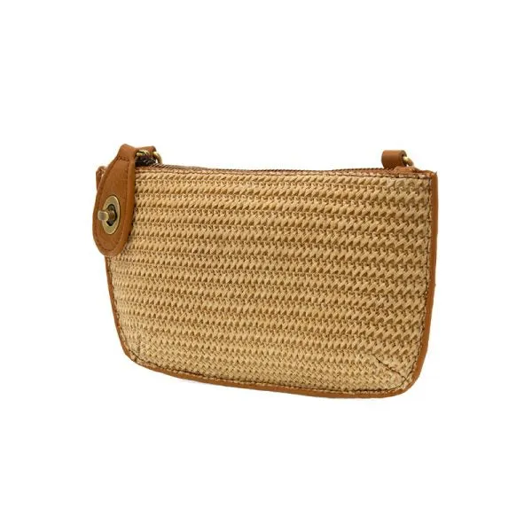 Solid Straw Mini Wristlet Crossbody