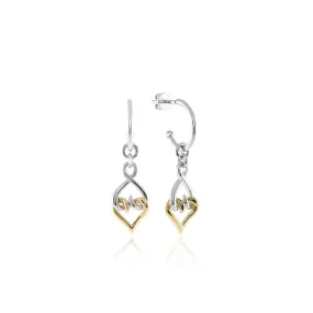 Sterling Silver Solid Gold Hoop Dangle Earrings