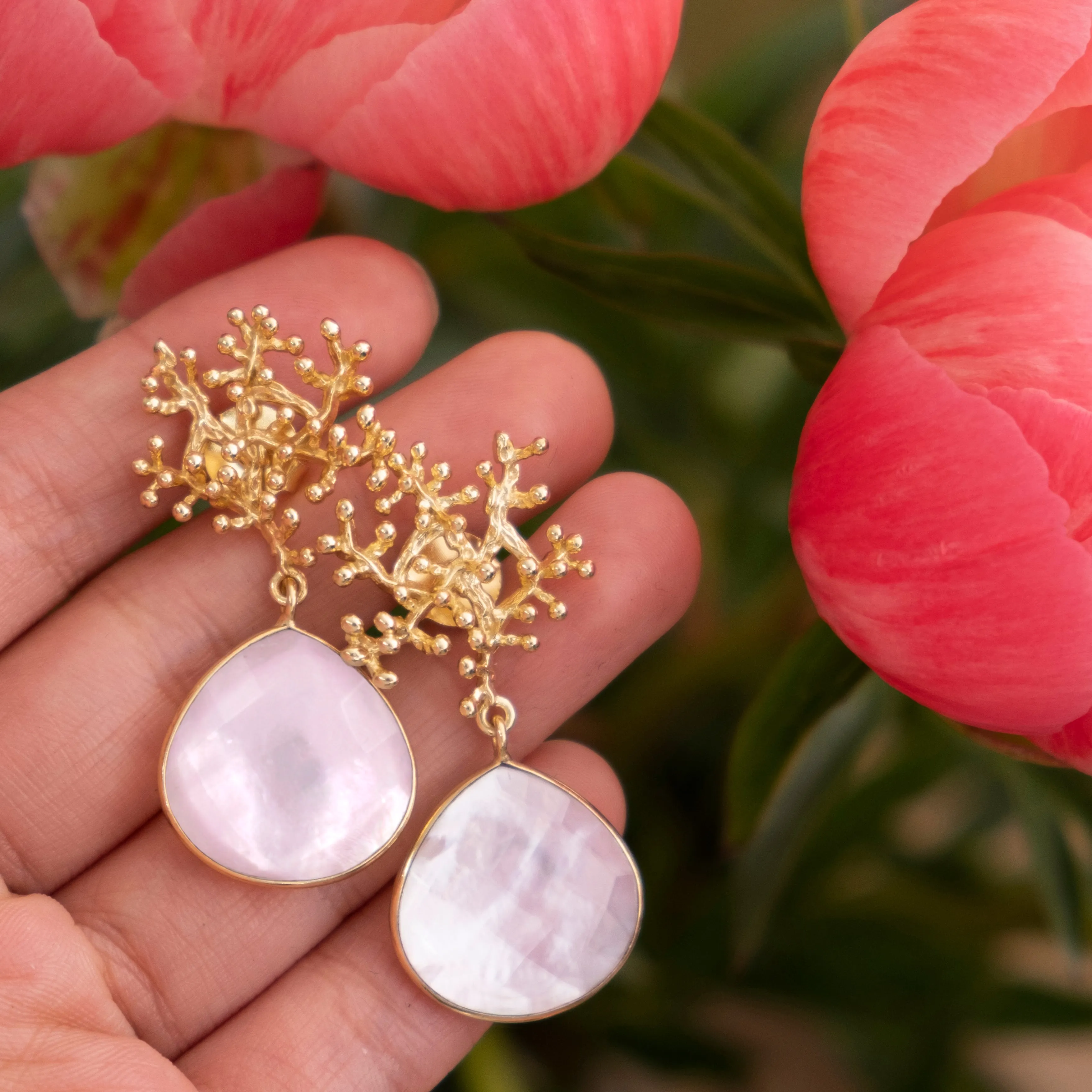 Tanu Drop Coral Earrings