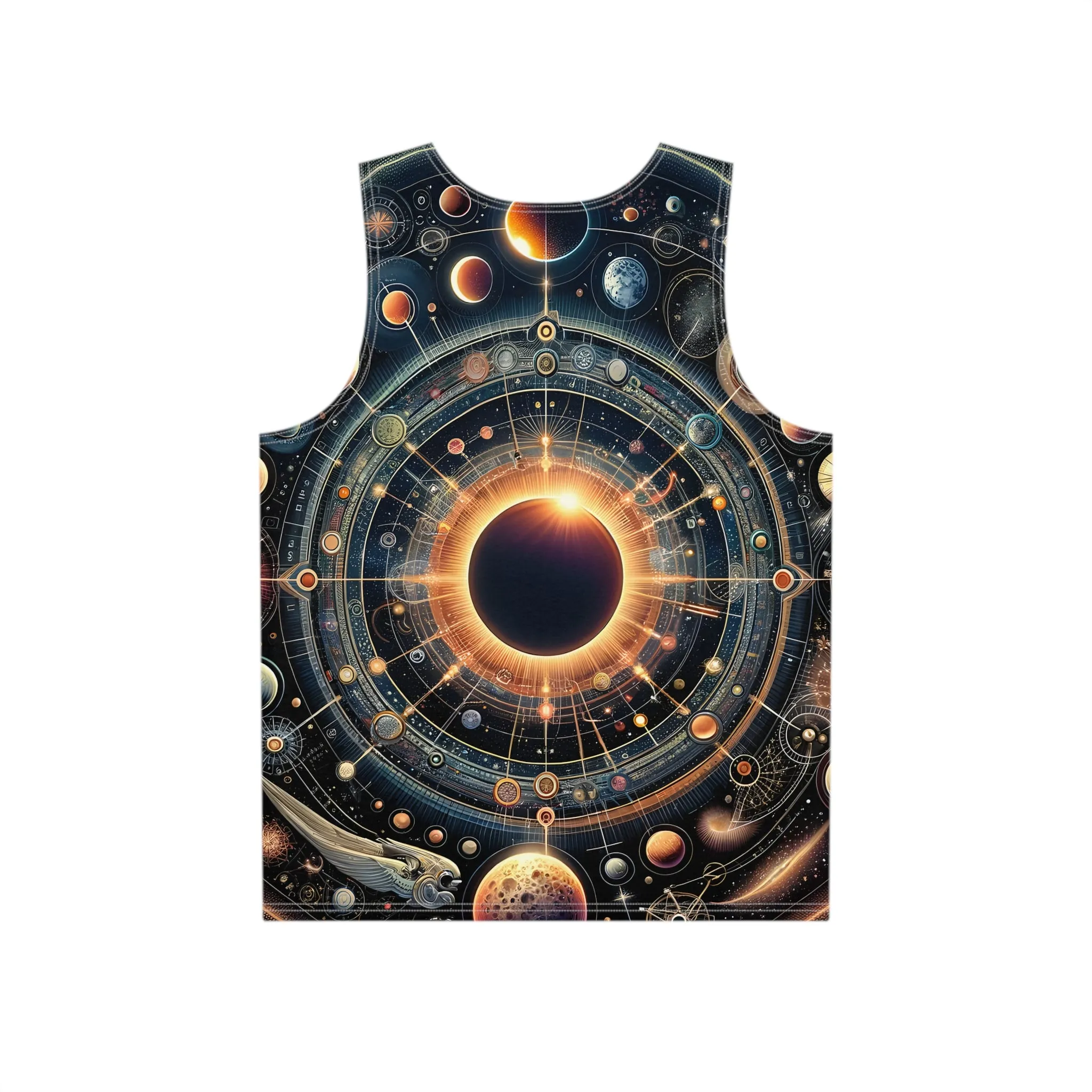 Texas Eclipse 2024 - Visionary Psychedelic Ai Art Men's and Women's Unisex Soft Style Tank Top T-Shirt for Festival and Street Wear