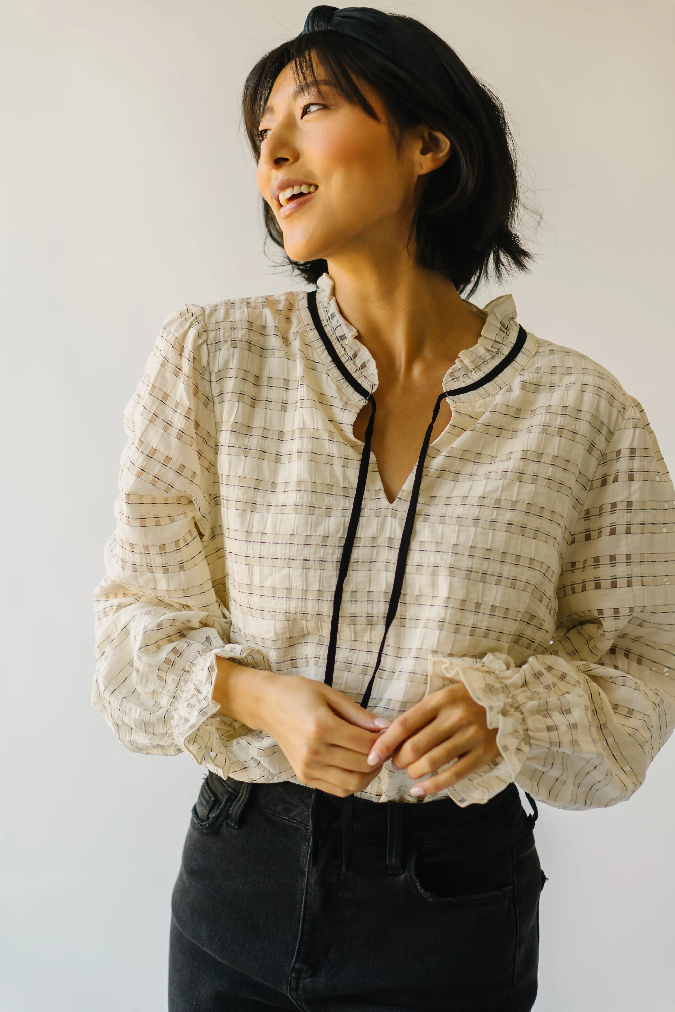 The Ayers Ruffle Detail Blouse in Cream