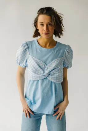 The Inwood Gingham Ribbon Detail Blouse in Blue