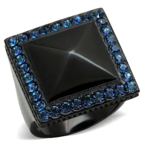 TK1841 IP Black(Ion Plating) Stainless Steel Ring with Top Grade Crystal in Montana