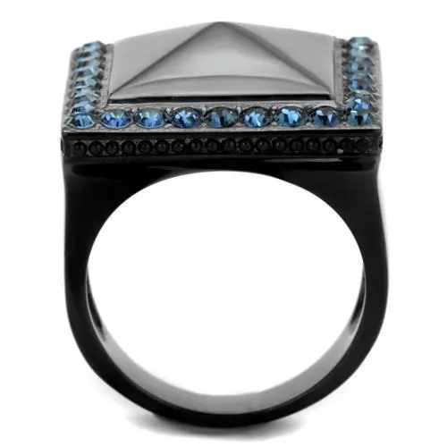 TK1841 IP Black(Ion Plating) Stainless Steel Ring with Top Grade Crystal in Montana