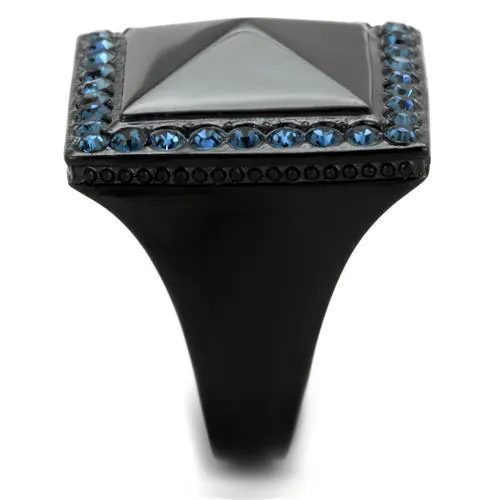 TK1841 IP Black(Ion Plating) Stainless Steel Ring with Top Grade Crystal in Montana