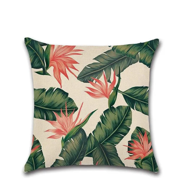 Tropical Plants Cactus Monstera Summer Decorative Throw Pillows