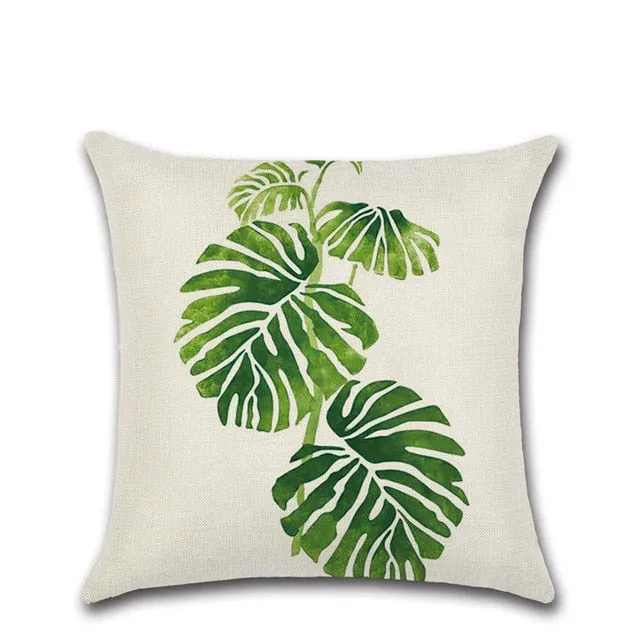 Tropical Plants Cactus Monstera Summer Decorative Throw Pillows