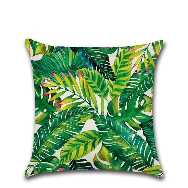 Tropical Plants Cactus Monstera Summer Decorative Throw Pillows