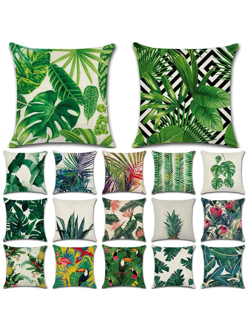 Tropical Plants Cactus Monstera Summer Decorative Throw Pillows