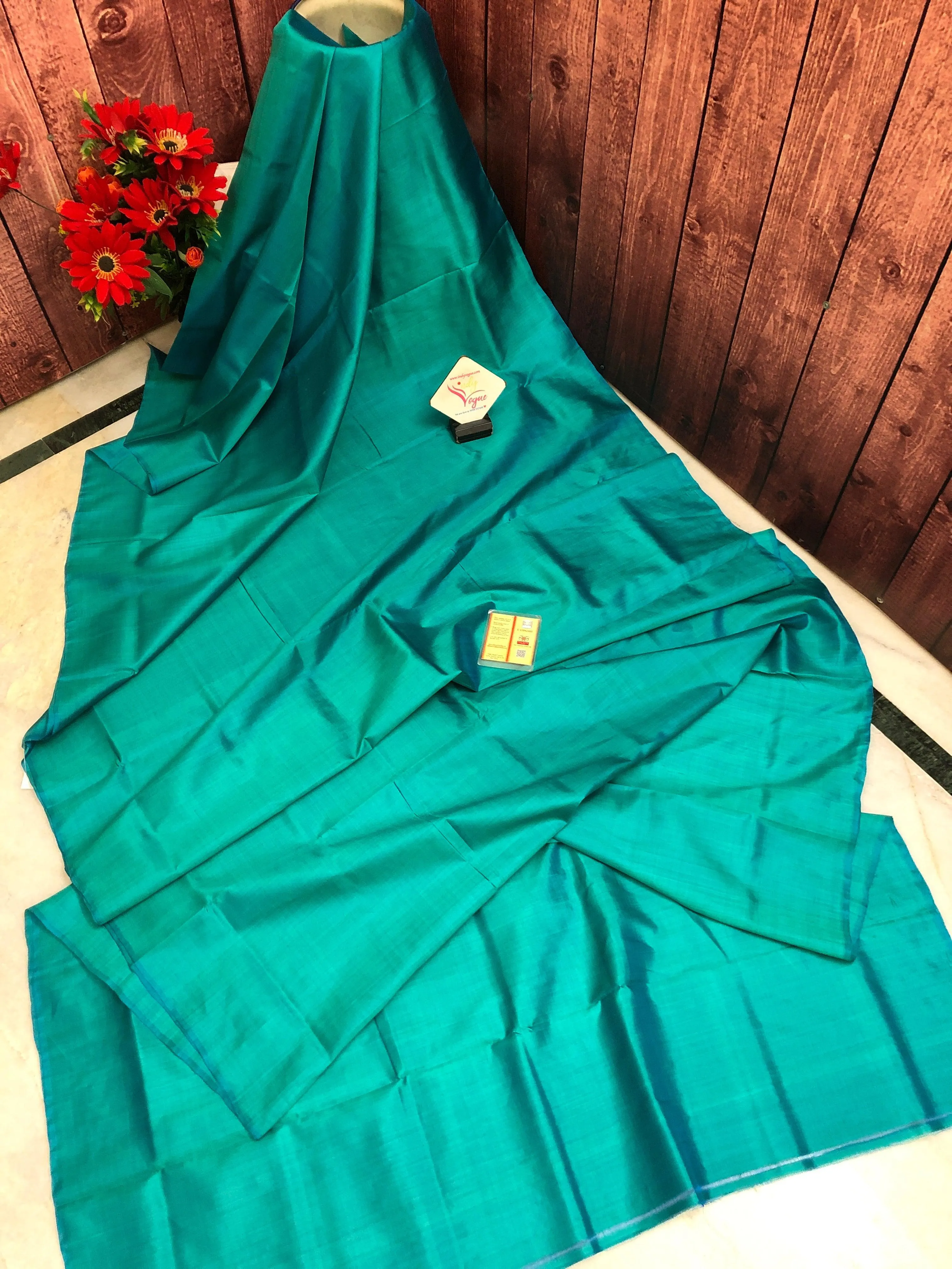 Turquoise Green Color Bishnupur Silk Saree