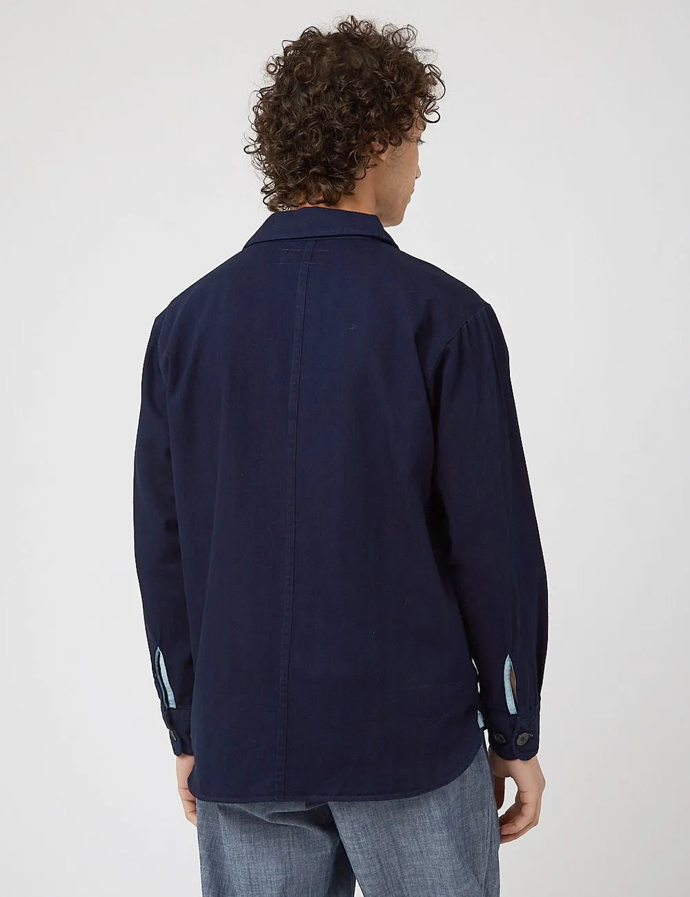 Universal Works Travail Shirt (Herringbone Denim) - Indigo