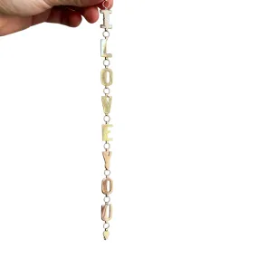 V I N T A G E // I LOVE YOU // 10k tricolor gold I love you link bracelet / 7.25”