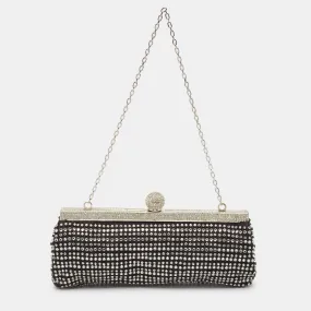 Valentino  Satin Crystal Studded Frame Chain Clutch