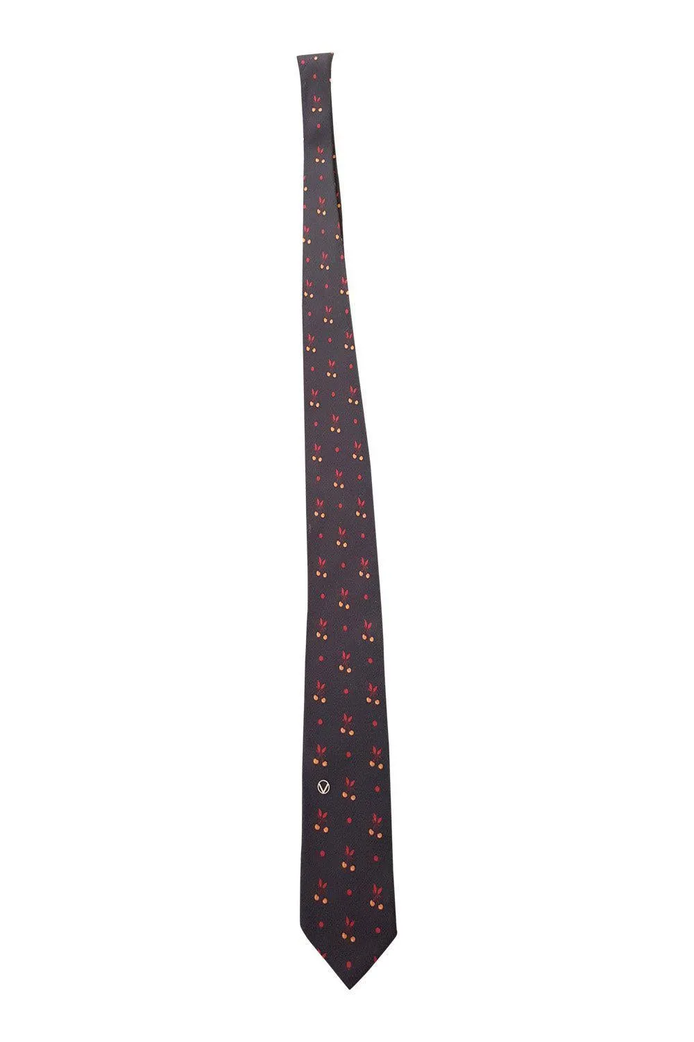 VALENTINO Vintage 100% Silk Black Berry Print Tie (55)