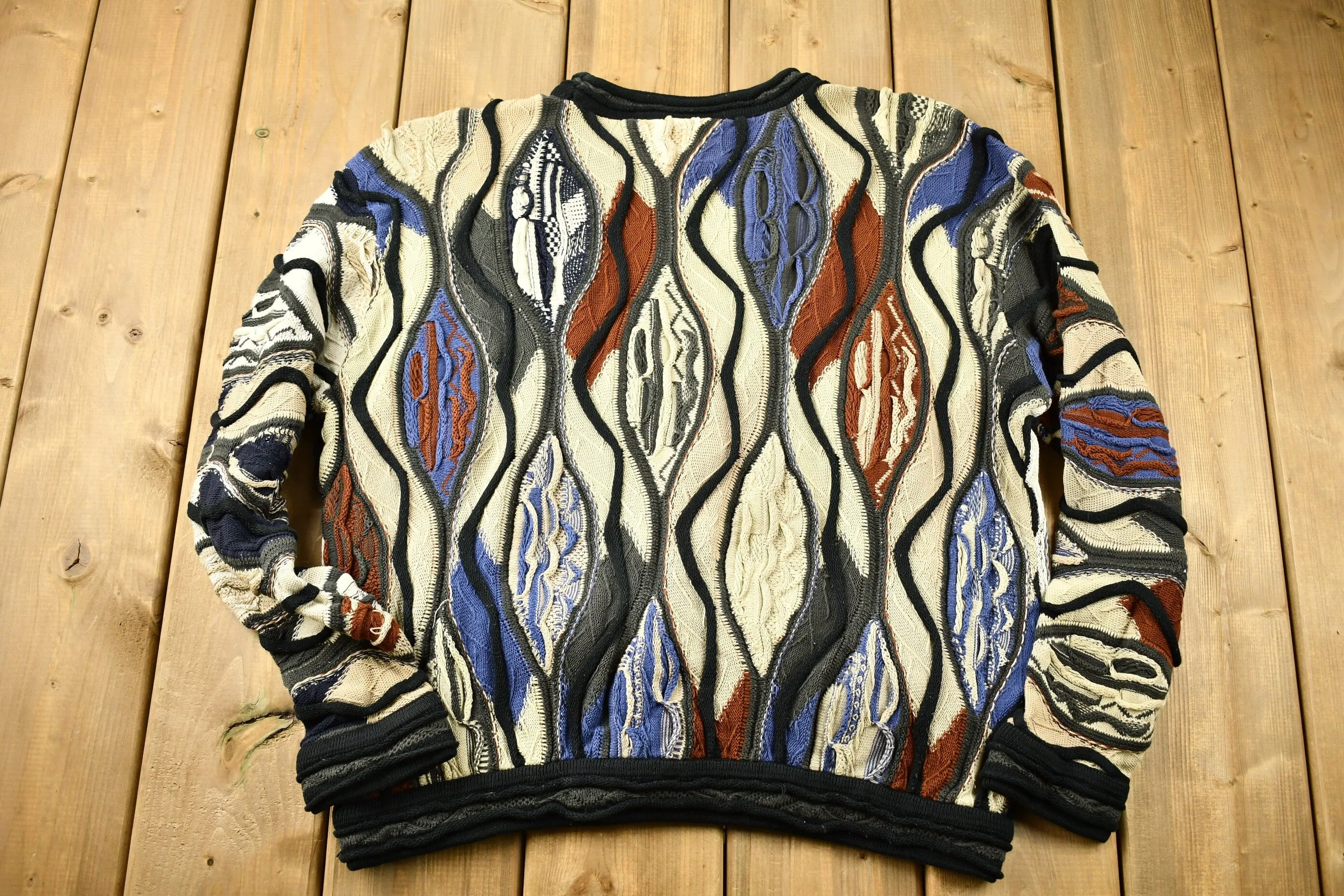 Vintage 1990s Coogi Australia 3D Cable Knit Crewneck Sweater / Vintage Coogi / Made In Australia / Streetwear / 90s Crewneck / Abstract