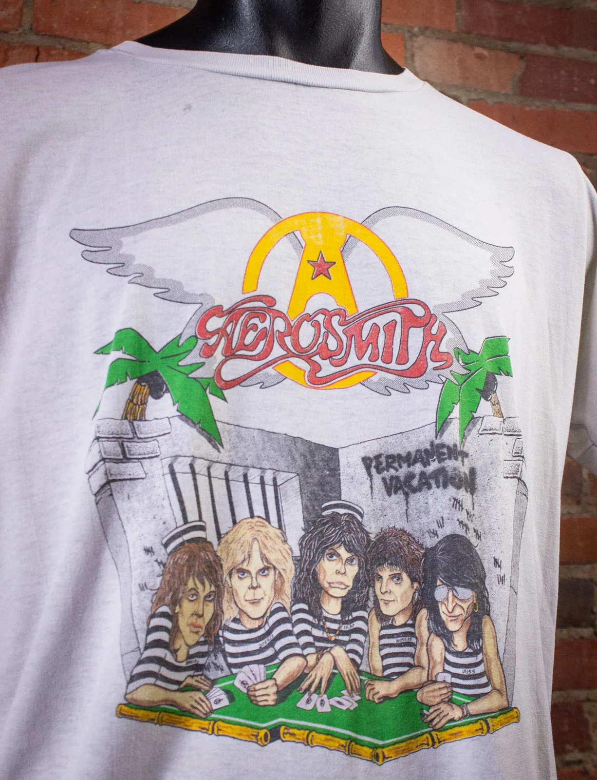 Vintage Aerosmith Permanent Vacation Concert T Shirt 1987 White Large