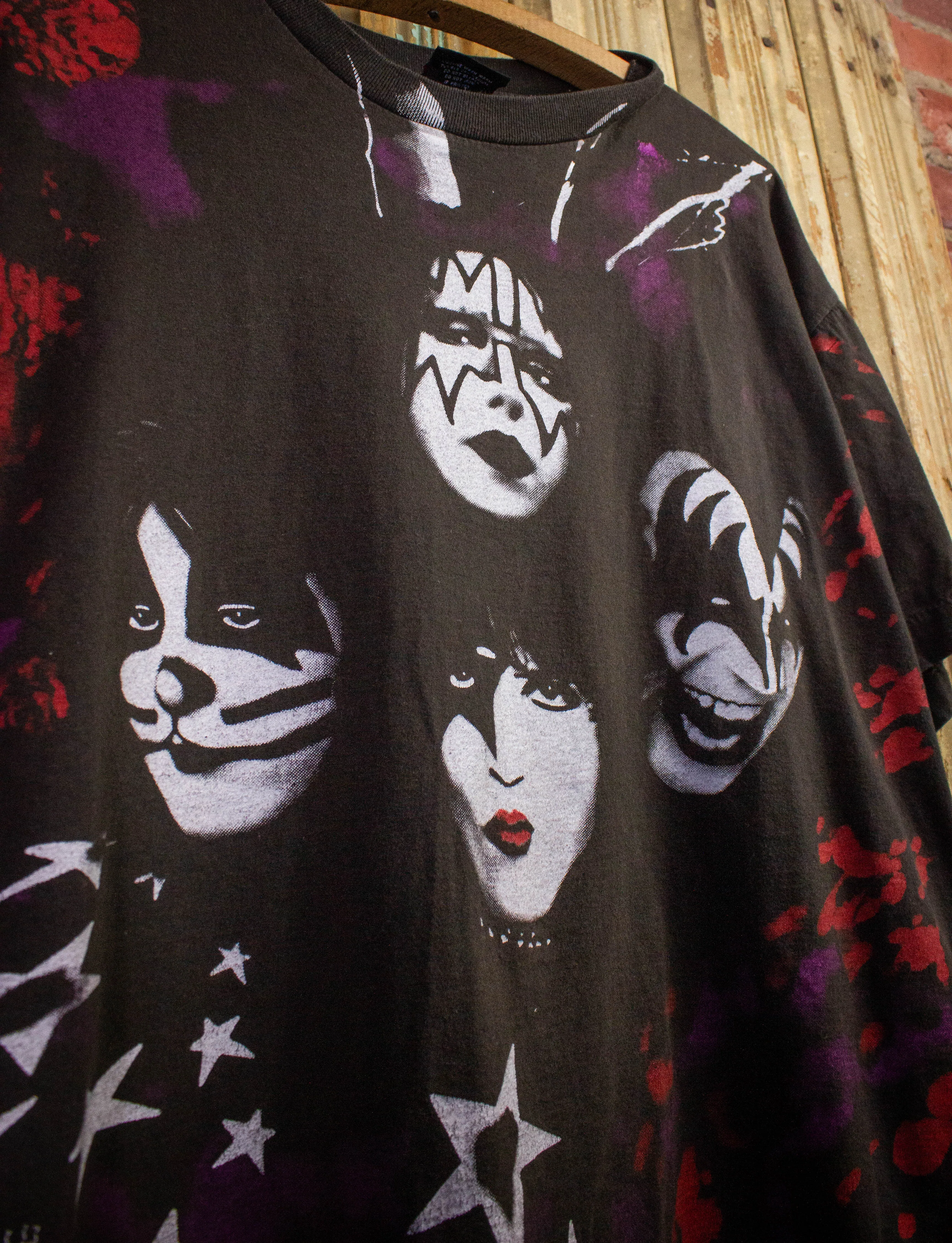 Vintage KISS Alive Worldwide All Over Print Concert T Shirt 1996-97 Black XL