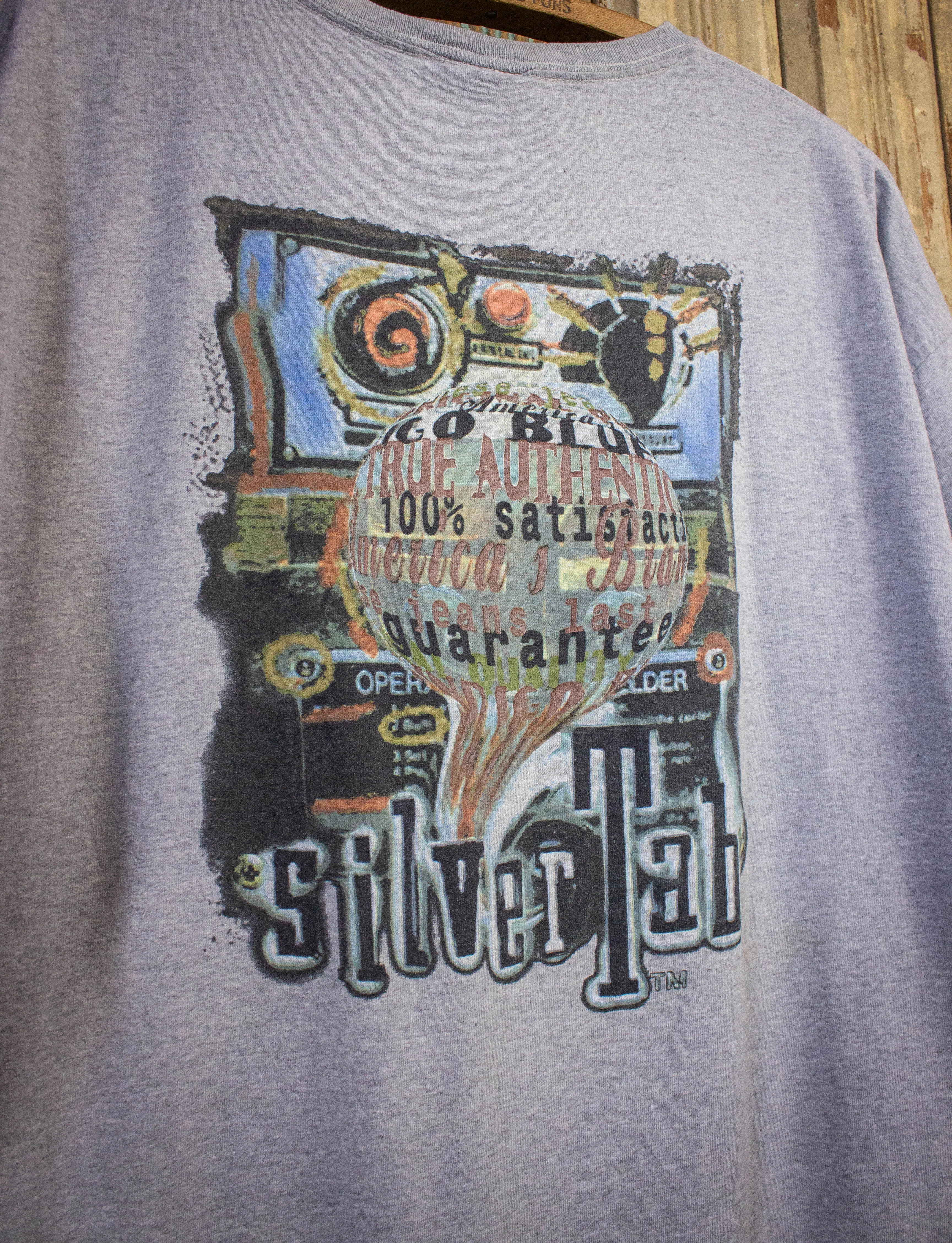 Vintage Levi's Silver Tab Graphic T Shirt 90s Gray 2XL