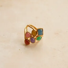 Vintage Rainbow Mixed Stone Ring