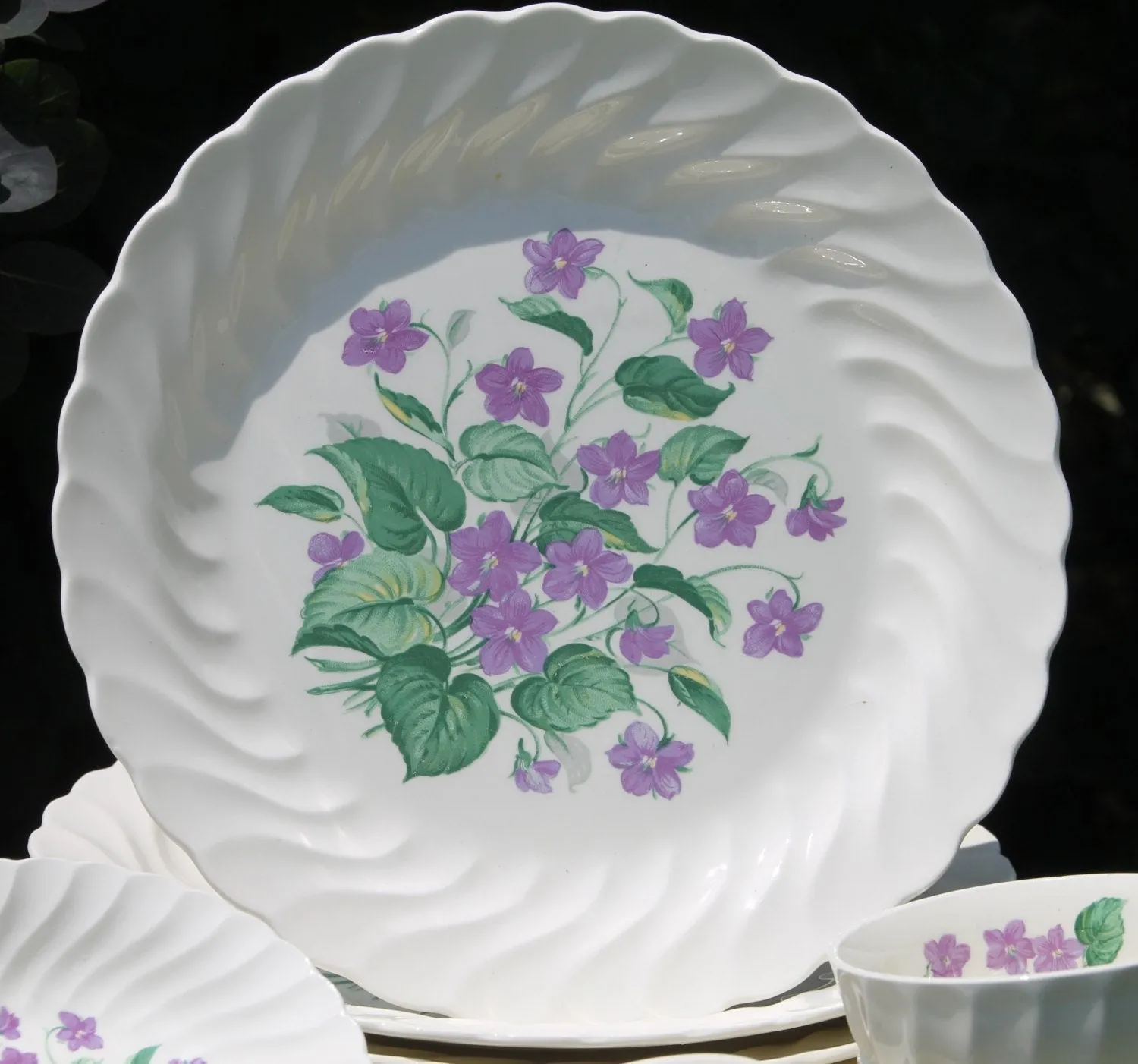 Vintage Royal Violet Dinnerware Set by Royal China USA with Delicate Hand Painted Violet Pattern 40 Piece Set  LAYAWAY AVAILABLE