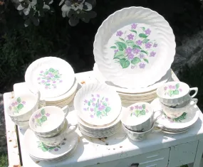 Vintage Royal Violet Dinnerware Set by Royal China USA with Delicate Hand Painted Violet Pattern 40 Piece Set  LAYAWAY AVAILABLE