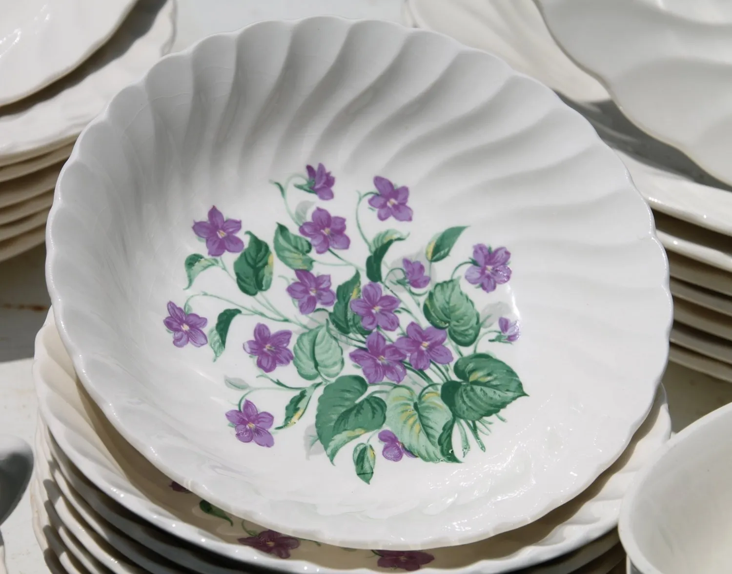 Vintage Royal Violet Dinnerware Set by Royal China USA with Delicate Hand Painted Violet Pattern 40 Piece Set  LAYAWAY AVAILABLE