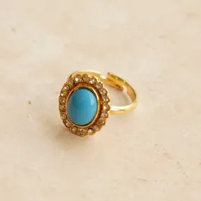 Vintage Stone & Crystal Adjustable Ring