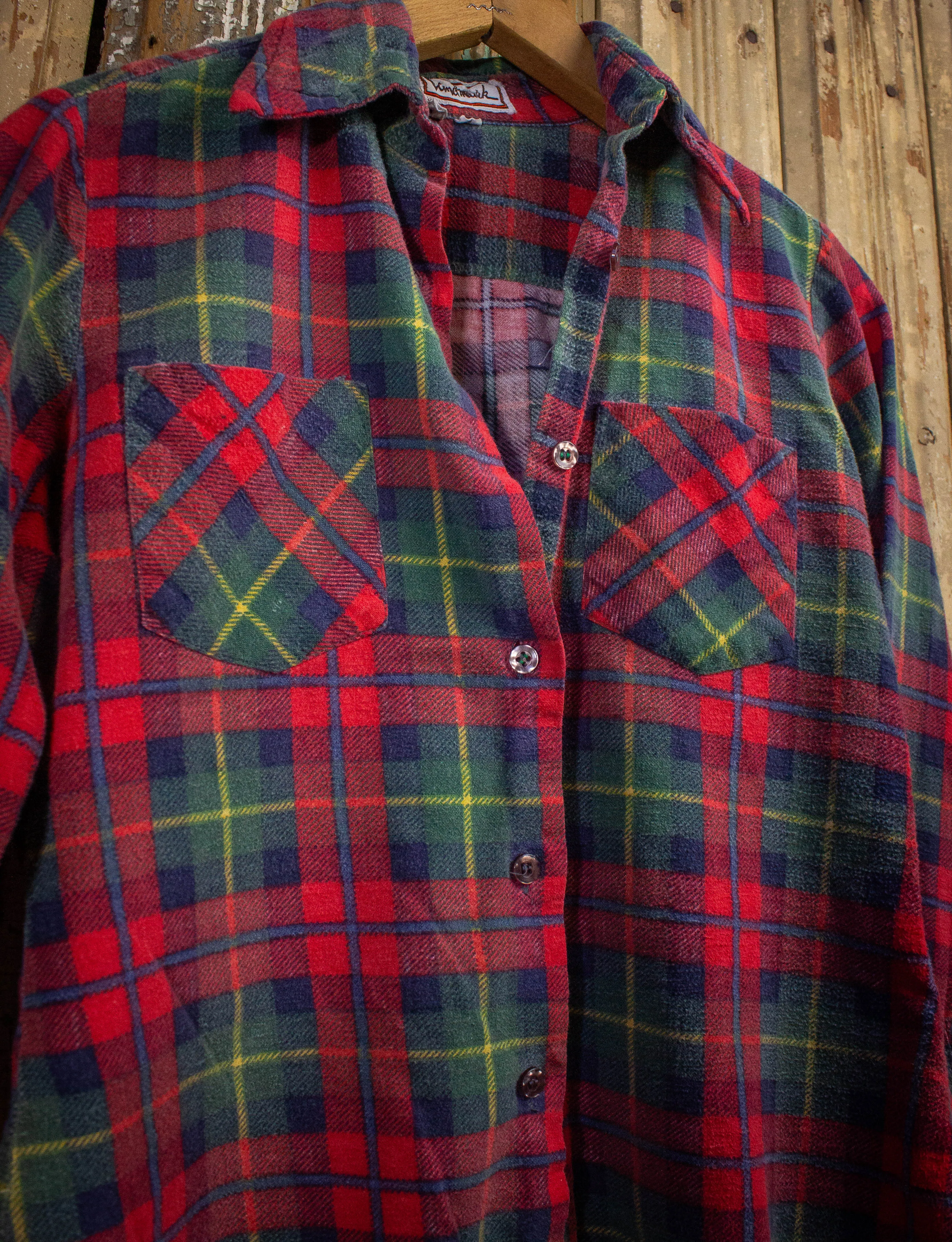 Vintage Vindmark Plaid Flannel Shirt Green Red and Blue Small