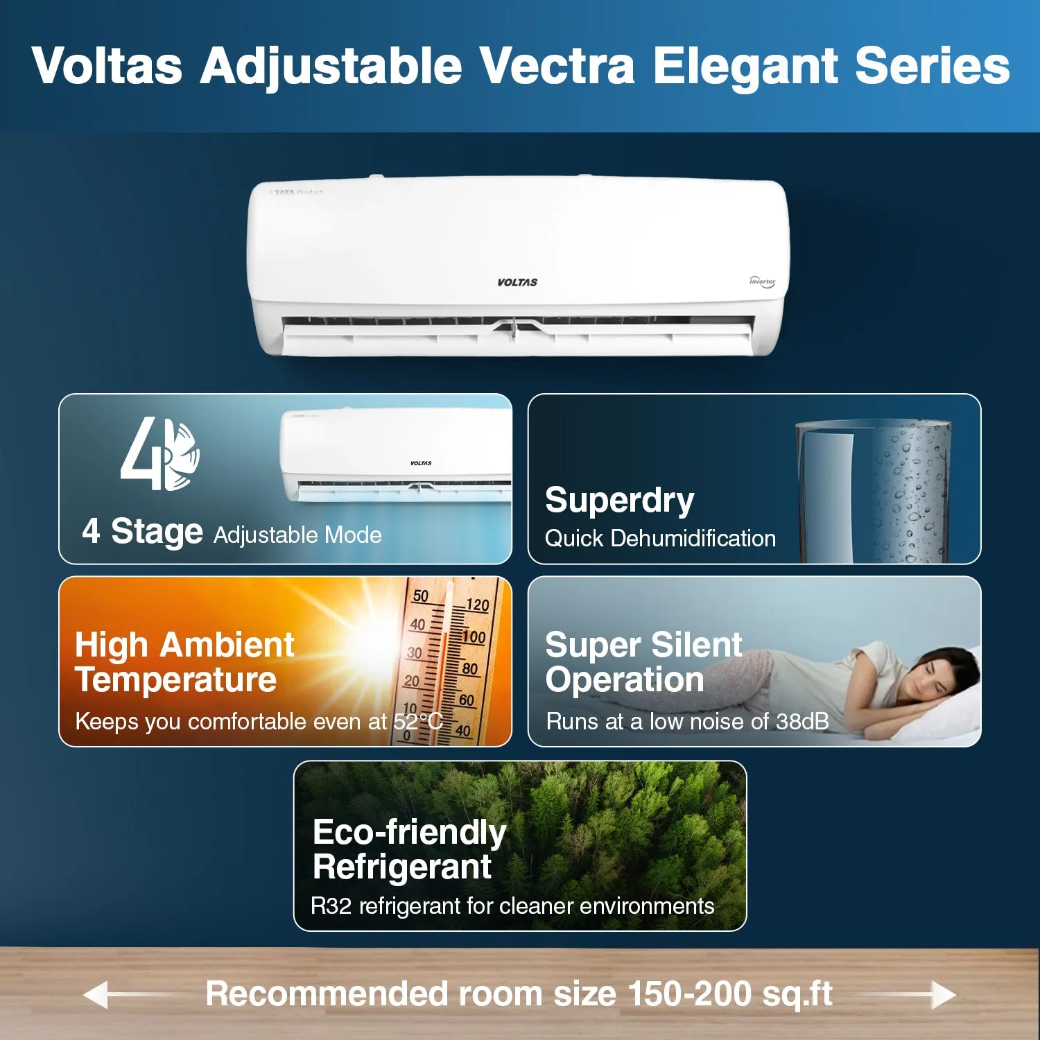 Voltas Adjustable Inverter Split AC, 2 Ton, 3 star - 243V Vectra Elegant