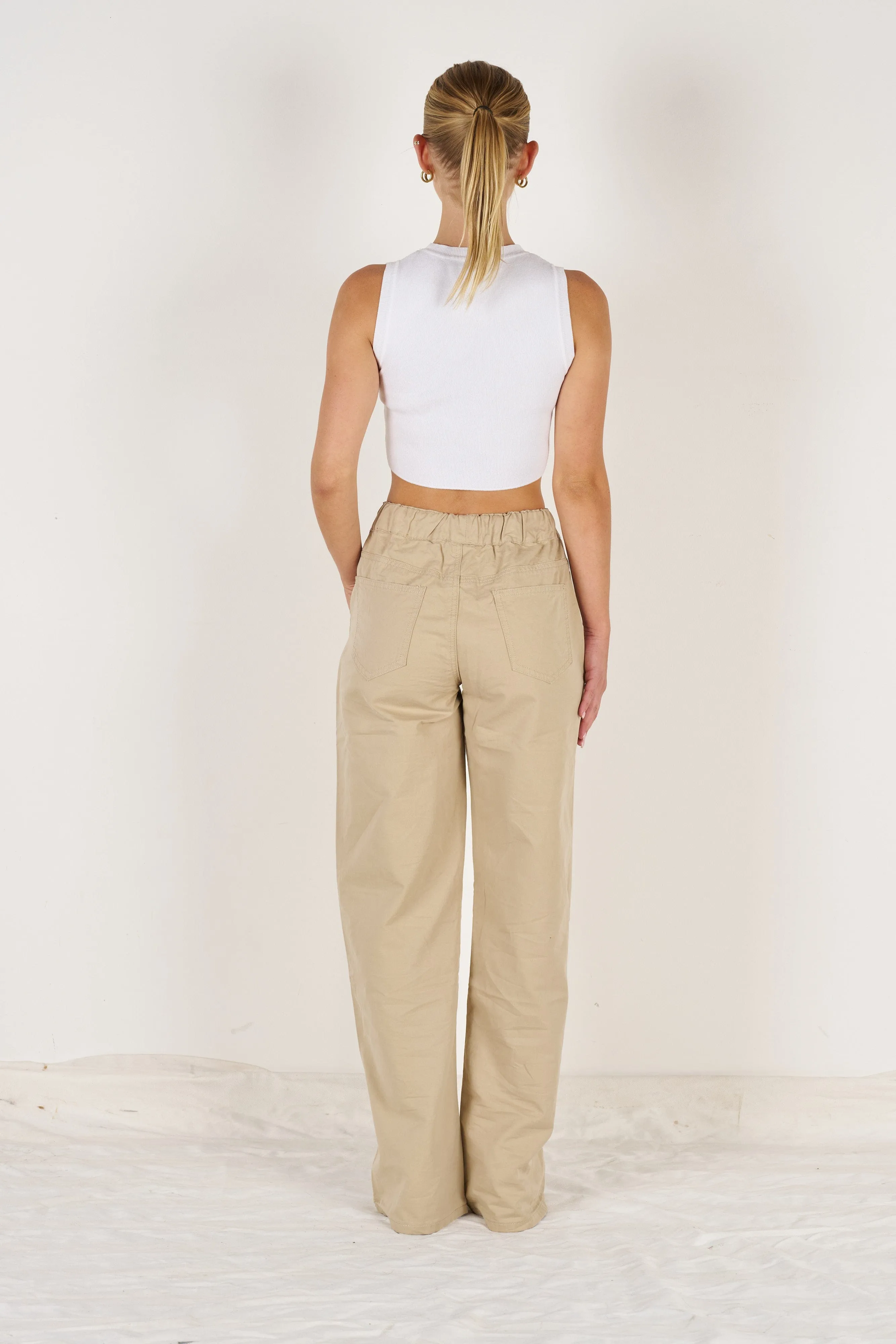 Wakee Denim (By Lily) Flare Leg Ladies Pant - Camel BA171-10