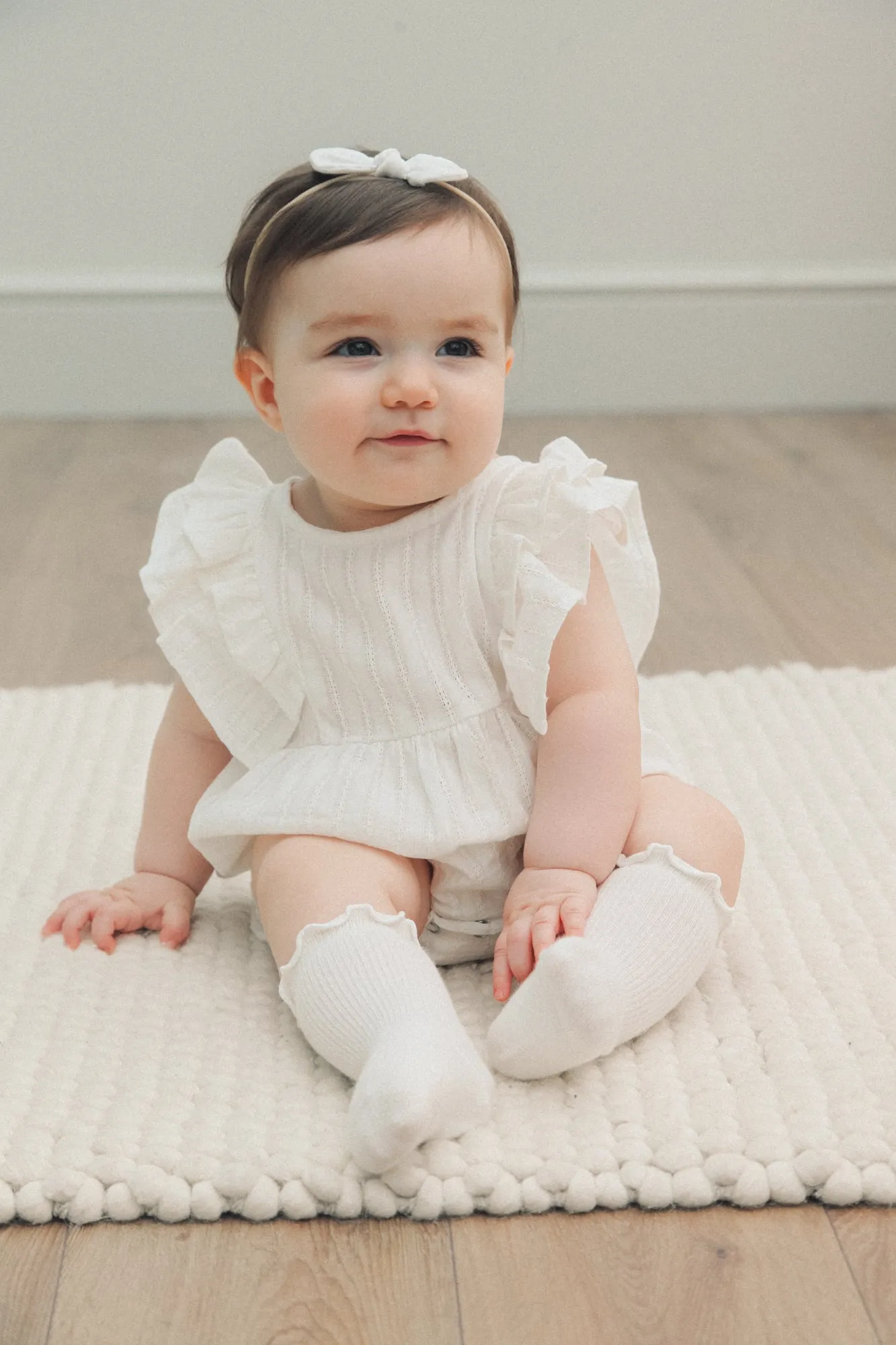 White Cotton Frill Sleeve Romper