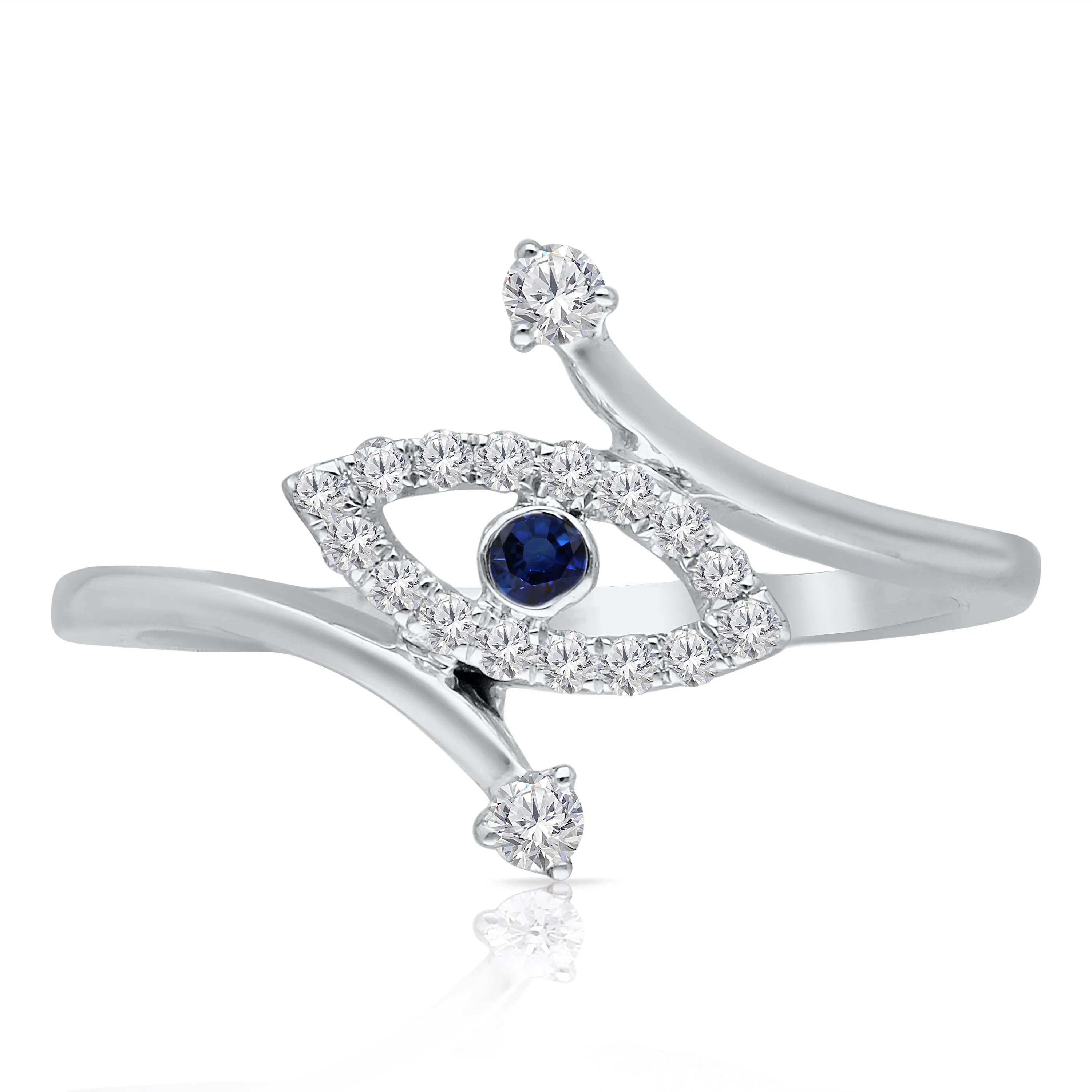 White Gold Sapphire & Diamond Evil Eye Ring