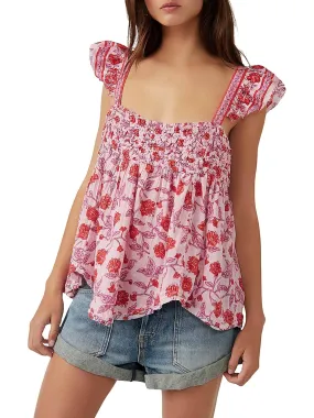 Womens Cotton Floral Print Blouse