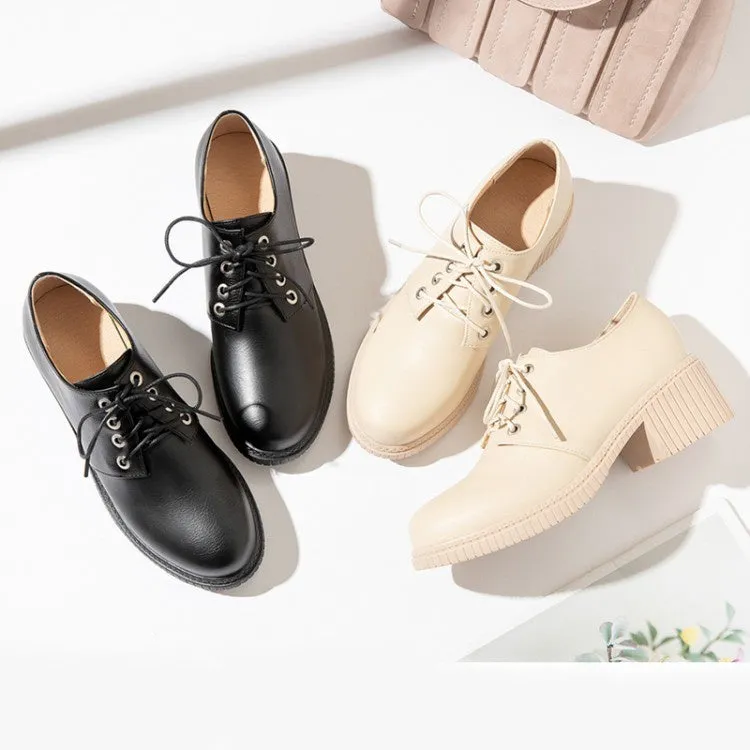 Women's Lace Up Chunky Heels Shoes